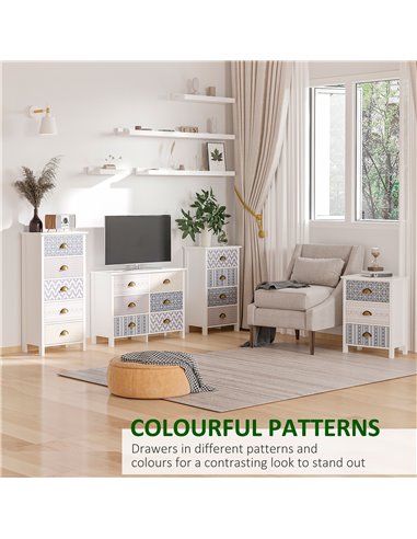 HOMCOM Chest of Drawers, 5-Drawer Tallboy Dresser with Metal Handles, Storage Cabinet Unit for Living Room, Bedroom