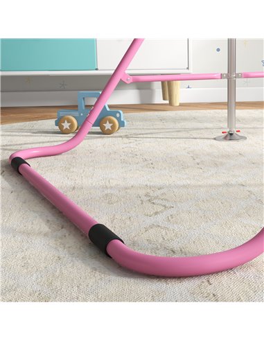 HOMCOM Kids Gymnastics Bar w/ Adjustable Height, Foldable Horizontal Bars, Pink 340-005V01PK