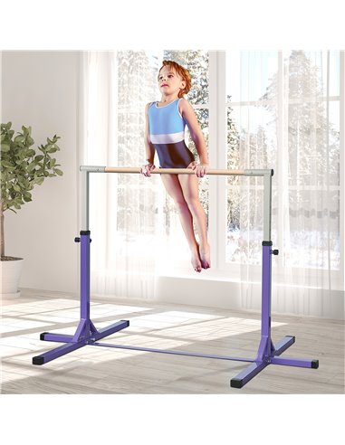 HOMCOM Steel Frame Adjustable Horizonal Gymnastics Bar For Kids Home Gym Training Children Junior Kip High Bar Fitness Purple A9