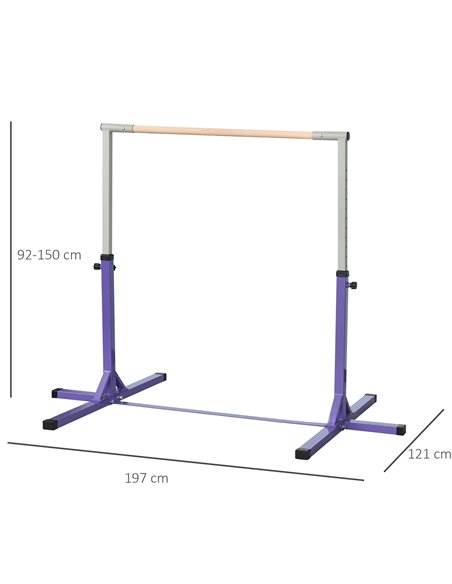 HOMCOM Steel Frame Adjustable Horizonal Gymnastics Bar For Kids Home Gym Training Children Junior Kip High Bar Fitness Purple A9 - pic 67824 | FastDaddyshop