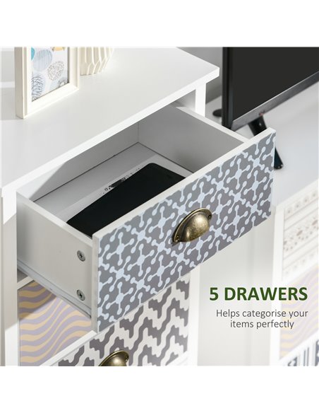 HOMCOM Chest of Drawers, 5-Drawer Tallboy Dresser with Metal Handles, Storage Cabinet Unit for Living Room, Bedroom - pic 6783 | FastDaddyshop