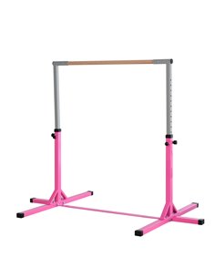 HOMCOM Steel Frame Adjustable Horizonal Gymnastics Bar for Kids Pink A91-099PK