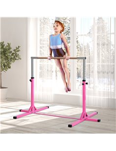 HOMCOM Steel Frame Adjustable Horizonal Gymnastics Bar for Kids Pink A91-099PK 2