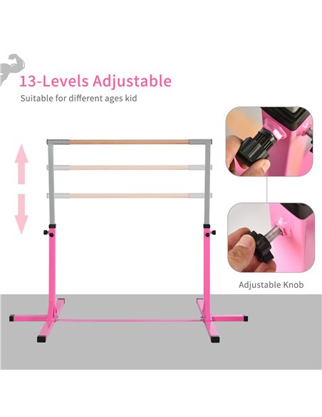 HOMCOM Steel Frame Adjustable Horizonal Gymnastics Bar for Kids Pink A91-099PK - pic 67834 | FastDaddyshop