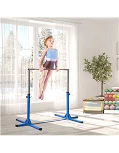 HOMCOM Height Adjustable Gymnastics Horizontal Bar For Kids, Blue A91-099BU 2