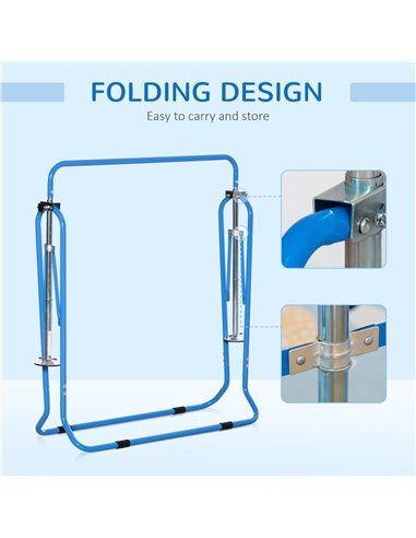 HOMCOM Gymnastics Bar for Kids, Folding Horizontal Bars with Adjustable Height, Training Bar with Triangle Base, Blue 340-005BU