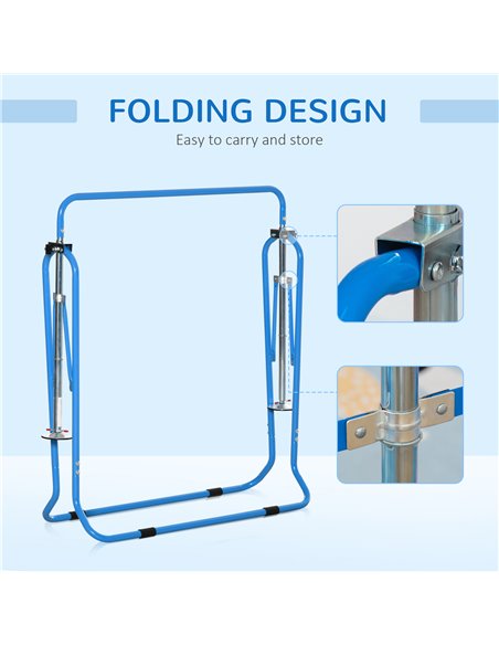HOMCOM Gymnastics Bar for Kids, Folding Horizontal Bars with Adjustable Height, Training Bar with Triangle Base, Blue 340-005BU - pic 67862 | FastDaddyshop