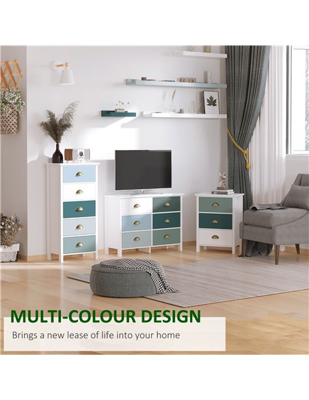 HOMCOM Chest of Drawers, 5-Drawer Dresser with Metal Handle, Slim Storage Organiser Unit for Living Room, Bedroom - pic 6790 | FastDaddyshop