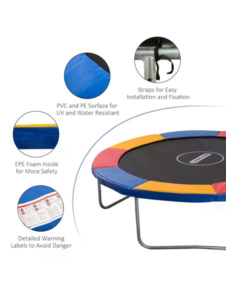 HOMCOM 10ft Trampoline Safety Pad, Multicolour, Thick Foam Padding, UV-Resistant, Easy Fit 120307-023 - pic 67951 | FastDaddyshop