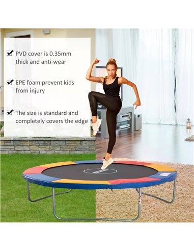 HOMCOM 10ft Trampoline Safety Pad, Multicolour, Thick Foam Padding, UV-Resistant, Easy Fit 120307-023