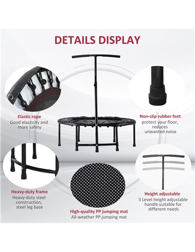 HOMCOM Trampoline Rebounder Adjustable Jumper, 40"-Black  A00-012BK