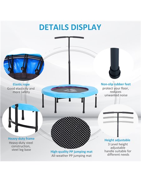 HOMCOM Trampoline Rebounder Adjustable Jumper, 40"-Blue A00-012BU - pic 67971 | FastDaddyshop