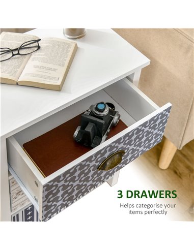 HOMCOM Chest of Drawers, 3-Drawer Dresser with Metal Handles, Storage Cabinet Unit for Living Room, Bedroom