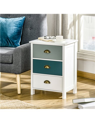 HOMCOM Chest of Drawers, 3-Drawer Dresser with Metal Handle, Storage Organiser Unit for Living Room, Bedroom