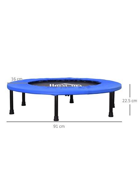 HOMCOM Trampoline Aerobic Rebounder Indoor Outdoor Fitness Round Jumper 91cm, Compact, w/ Sponge Edge, Blue A00-007V02 - pic 68049 | FastDaddyshop