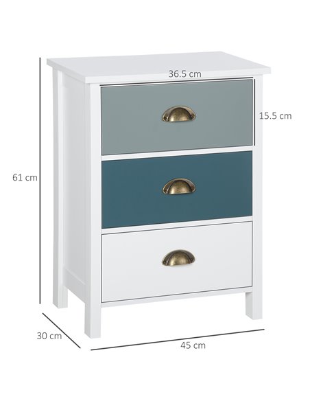 HOMCOM Chest of Drawers, 3-Drawer Dresser with Metal Handle, Storage Organiser Unit for Living Room, Bedroom - pic 6805 | FastDaddyshop