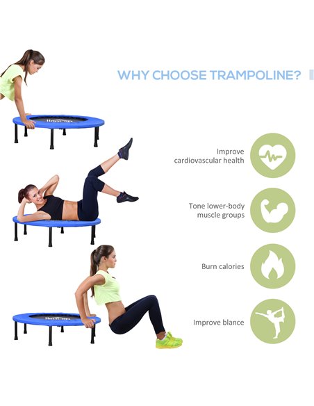 HOMCOM Trampoline Aerobic Rebounder Indoor Outdoor Fitness Round Jumper 91cm, Compact, w/ Sponge Edge, Blue A00-007V02 - pic 68051 | FastDaddyshop