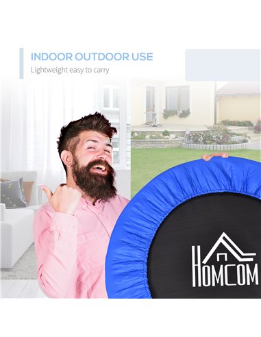 HOMCOM Trampoline Aerobic Rebounder Indoor Outdoor Fitness Round Jumper 91cm, Compact, w/ Sponge Edge, Blue A00-007V02