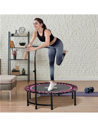 HOMCOM 45" Round Mini Trampoline Rebounder Indoor Outdoor Jumper with Adjustable Handle - Pink A71-005V01