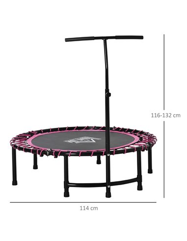 HOMCOM 45" Round Mini Trampoline Rebounder Indoor Outdoor Jumper with Adjustable Handle - Pink A71-005V01