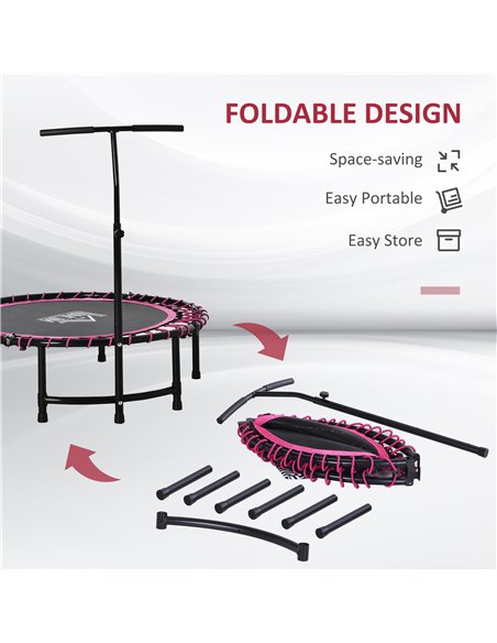 HOMCOM 45" Round Mini Trampoline Rebounder Indoor Outdoor Jumper with Adjustable Handle - Pink A71-005V01 - pic 68060 | FastDaddyshop