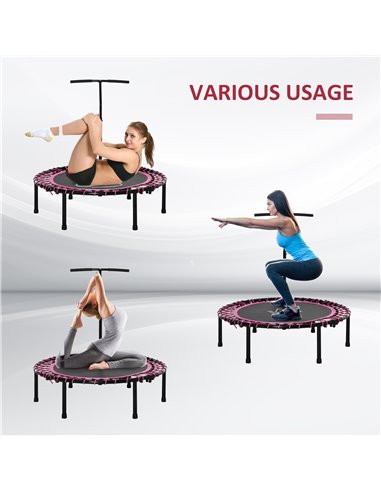 HOMCOM 45" Round Mini Trampoline Rebounder Indoor Outdoor Jumper with Adjustable Handle - Pink A71-005V01