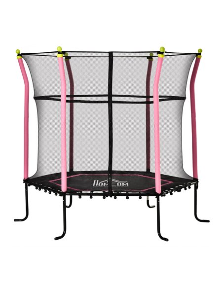 HOMCOM 5.2FT / 63 Inch Kids Trampoline With Enclosure Net, Pink 342-007V01PK - pic 68065 | FastDaddyshop
