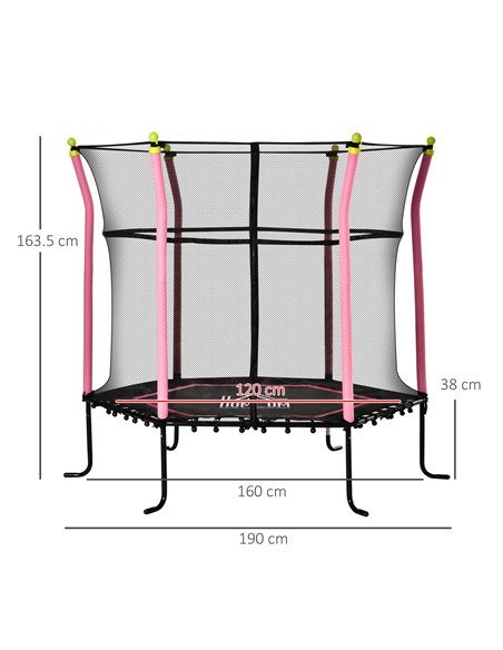 HOMCOM 5.2FT / 63 Inch Kids Trampoline With Enclosure Net Mini Indoor Outdoor Trampolines for Child Toddler Age 3 - 10 Years Pin - pic 68067 | FastDaddyshop