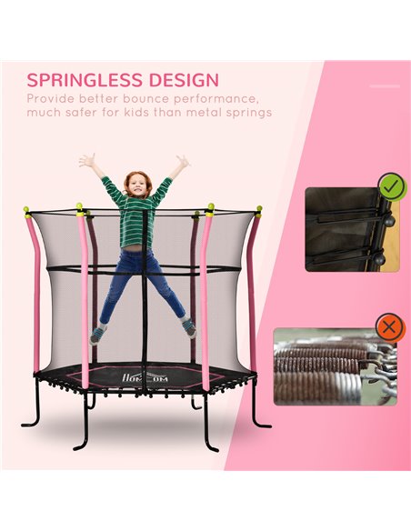 HOMCOM 5.2FT / 63 Inch Kids Trampoline With Enclosure Net Mini Indoor Outdoor Trampolines for Child Toddler Age 3 - 10 Years Pin - pic 68068 | FastDaddyshop