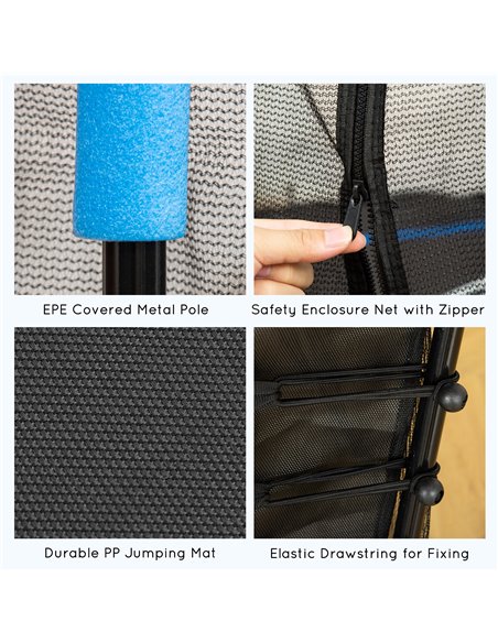 HOMCOM 5.2FT / 63 Inch Kids Trampoline With Enclosure Net Mini Indoor Outdoor Trampolines for Child Toddler Age 3 - 10 Years Blu - pic 68079 | FastDaddyshop