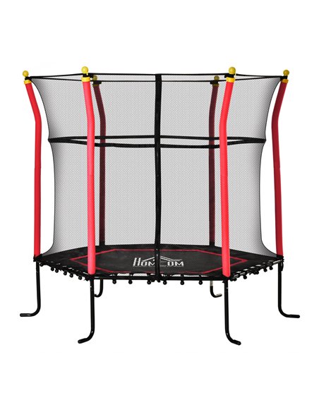 HOMCOM 5.2FT / 63 Inch Kids Trampoline With Enclosure Net, Red 342-007V01RD - pic 68083 | FastDaddyshop
