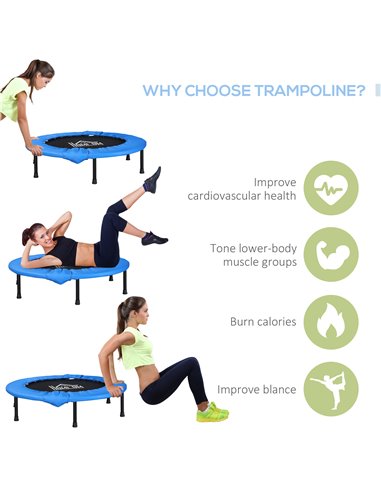 HOMCOM Φ100cm Foldable Mini Fitness Trampoline, Blue and Black A00-007V04