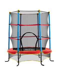HOMCOM 5.4FT/65 Inch Kids Trampoline with Enclosure Net, Red - Blue 342-039