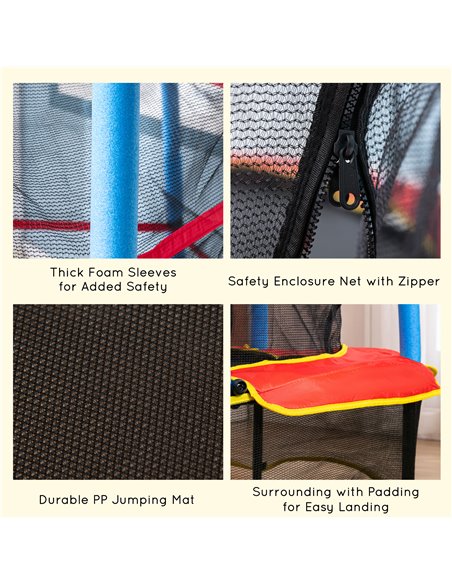 HOMCOM 5.4FT/65 Inch Kids Trampoline with Enclosure Net Built-in Zipper Safety Pad Indoor Outdoor for Children Toddler Age 3-6 Y - pic 68114 | FastDaddyshop