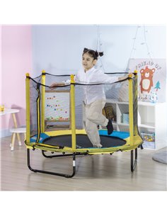 HOMCOM 4.6FT / 55 Inch Kids Trampoline with Enclosure Safety Net, Yellow 342-066V00YL 2