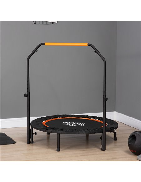 HOMCOM 40'' Foldable Mini Trampoline, Fitness Trampoline, Rebounder for Adults with Adjustable Foam Handle for Indoor Outdoor Ca - pic 68129 | FastDaddyshop