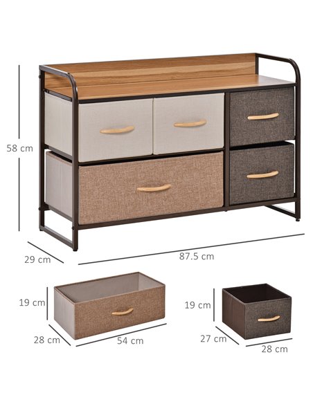 HOMCOM 5-Drawer Dresser, Linen Fabric Chest of Drawers, Dresser Tower Unit for Bedroom Hallway Entryway, Storage Organizer with  - pic 6813 | FastDaddyshop