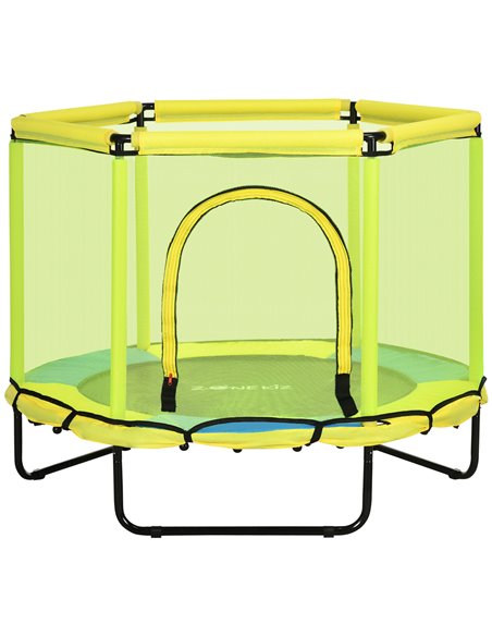 ZONEKIZ 140 cm Kids Trampoline, Hexagon Indoor Bouncer Jumper, Yellow 342-068V00YL - pic 68137 | FastDaddyshop