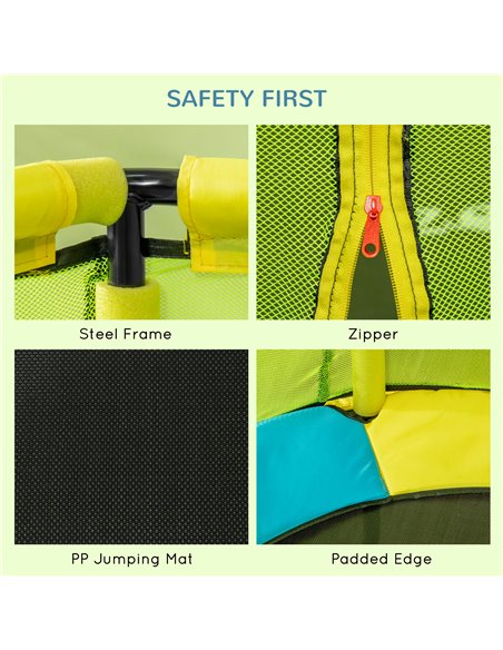 ZONEKIZ 140 cm Kids Trampoline, Hexagon Indoor Bouncer Jumper with Security Enclosure Net, Bungee Gym for Children 1-6 Years Old - pic 68141 | FastDaddyshop