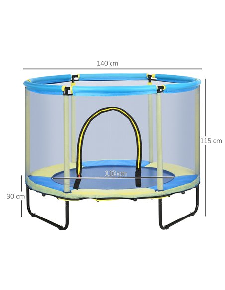 ZONEKIZ 140 cm Kids Trampoline Indoor Bouncer Jumper with Security Enclosure Net, Bungee Gym for Children 1-6 Years Old, Blue 34 - pic 68148 | FastDaddyshop