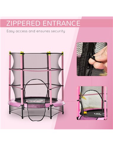 HOMCOM 5.2FT Kids Trampoline with Safety Enclosure, Indoor Outdoor Toddler Trampoline for Ages 3-10 Years, Pink 342-008V01PK