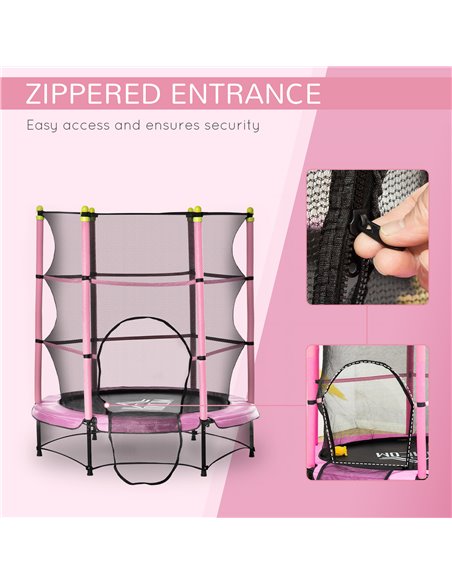 HOMCOM 5.2FT Kids Trampoline with Safety Enclosure, Indoor Outdoor Toddler Trampoline for Ages 3-10 Years, Pink 342-008V01PK - pic 68160 | FastDaddyshop