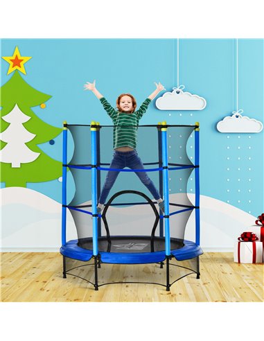 HOMCOM Junior Trampoline with Safety Net, Indoor/Outdoor Bouncer for Kids 3-10 Years, Blue 342-008V01BU