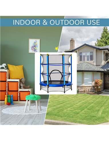 HOMCOM Junior Trampoline with Safety Net, Indoor/Outdoor Bouncer for Kids 3-10 Years, Blue 342-008V01BU