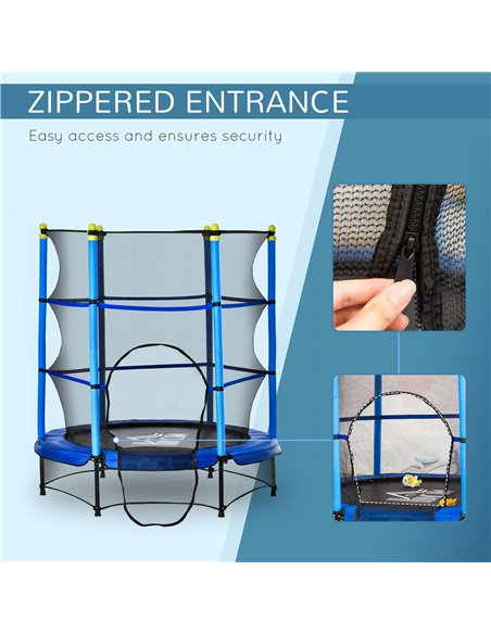 HOMCOM Junior Trampoline with Safety Net, Indoor/Outdoor Bouncer for Kids 3-10 Years, Blue 342-008V01BU - pic 68169 | FastDaddyshop