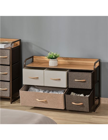 HOMCOM 5-Drawer Dresser, Linen Fabric Chest of Drawers, Dresser Tower Unit for Bedroom Hallway Entryway, Storage Organizer with  - pic 6817 | FastDaddyshop