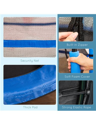 HOMCOM Junior Trampoline with Safety Net, Indoor/Outdoor Bouncer for Kids 3-10 Years, Blue 342-008V01BU