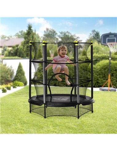 HOMCOM 5.2FT Kids Trampoline with Safety Enclosure, Indoor Outdoor Toddler Trampoline for Ages 3-10 Years, Black 342-008V01BK