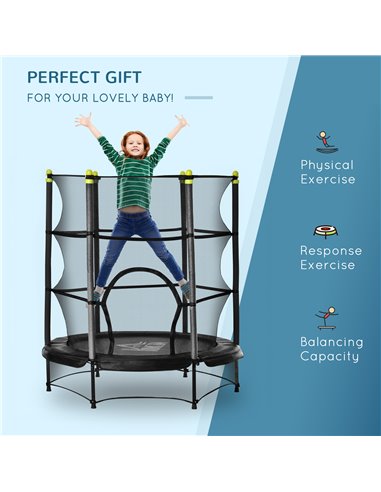 HOMCOM 5.2FT Kids Trampoline with Safety Enclosure, Indoor Outdoor Toddler Trampoline for Ages 3-10 Years, Black 342-008V01BK