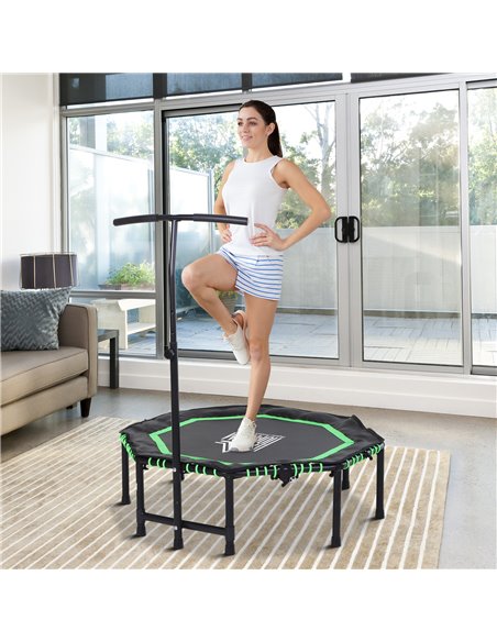 HOMCOM 48" Octagonal Mini Fitness Rebounder Trampoline Indoor Outdoor Foldable Mini Jumper with Adjustable Handle, Green A71-007 - pic 68183 | FastDaddyshop